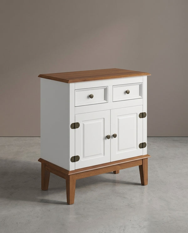 Balcão de Madeira Maciça 2 Portas e 2 Gavetas Branco