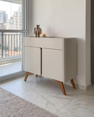Buffet Arcus Off White 2 Portas 1 Gaveta Pés Palito