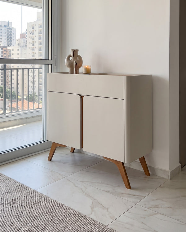 Buffet Arcus Off White 2 Portas 1 Gaveta Pés Palito