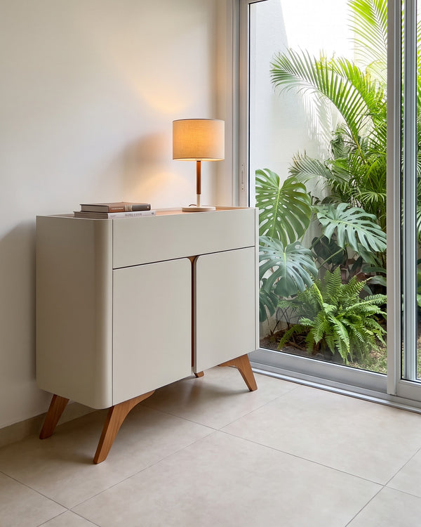Buffet Arcus Off White 2 Portas 1 Gaveta Pés Palito