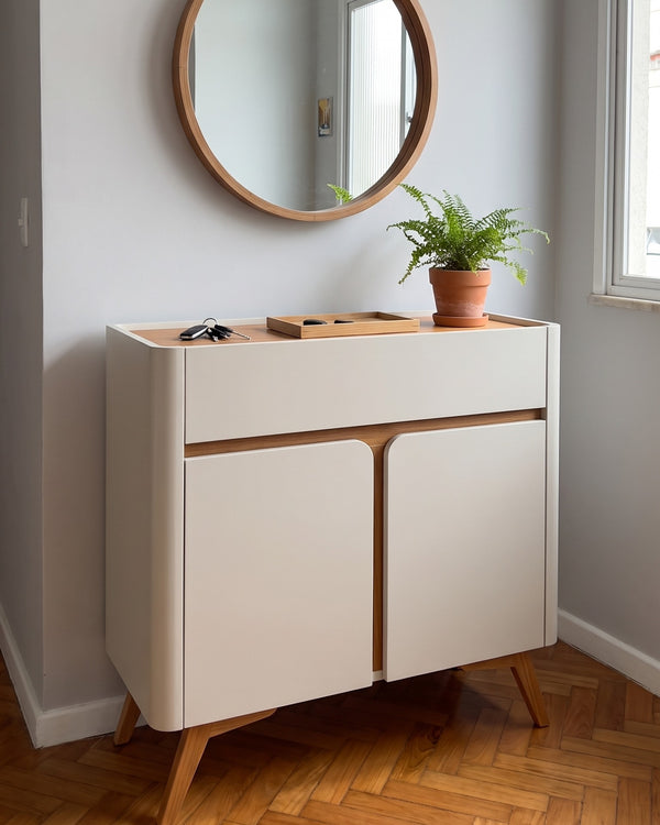 Buffet Arcus Off White 2 Portas 1 Gaveta Pés Palito
