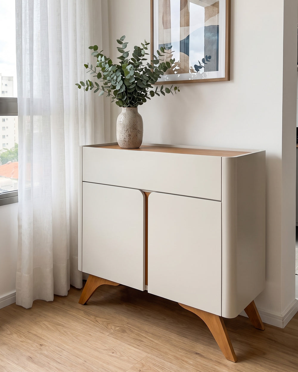 Buffet Arcus Off White 2 Portas 1 Gaveta Pés Palito