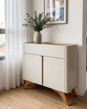 Buffet Arcus Off White 2 Portas 1 Gaveta Pés Palito