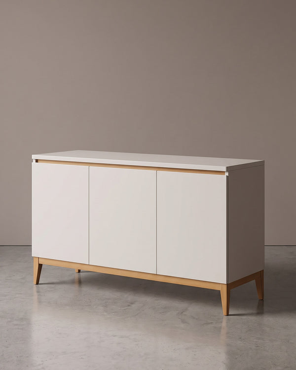 Buffet Luna Off White 3 Portas Pés Palito