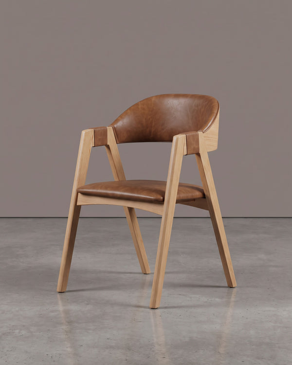 Cadeira Luxor Com Braços Encosto Laminado Pinhão Natural