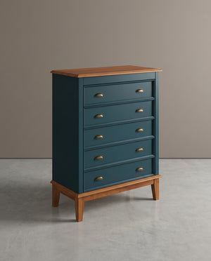 Cômoda 5 Gavetas Azul Petróleo
