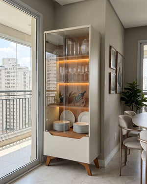 Cristaleira Atenas Off White Porta De Vidro Com Led - foto 6