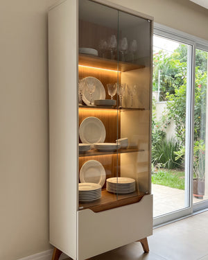 Cristaleira Atenas Off White Porta De Vidro Com Led - foto 3