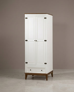 Guarda-Roupa Rústico 2 Portas e 1 Gaveta Branco