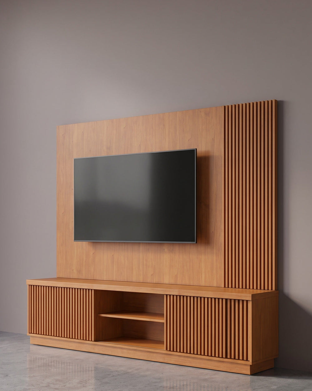Home Arezzo Painel Ripado e Rack 2 Portas — Sem LED