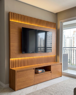 Home Aurora Painel Ripado Com Led Fita e Rack 2 Portas - foto 6
