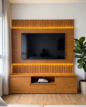 Home Aurora Painel Ripado Com Led Fita e Rack 2 Portas - foto 2