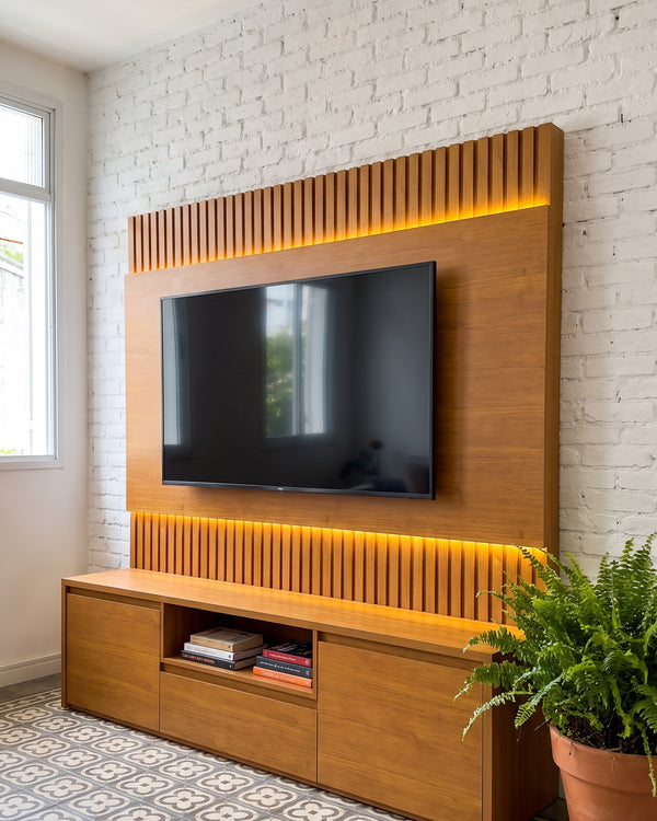 Home Aurora Painel Ripado Com Led Fita e Rack 2 Portas - foto 5