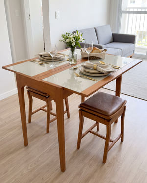 Mesa Aparador Lotus 1.20m Retrátil Tampo Vidro
