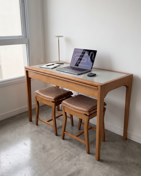 Mesa Aparador Lotus 1.20m Retrátil Tampo Vidro