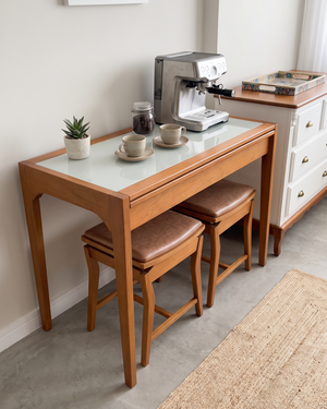 Mesa Aparador Lotus 1.20m Retrátil Tampo Vidro