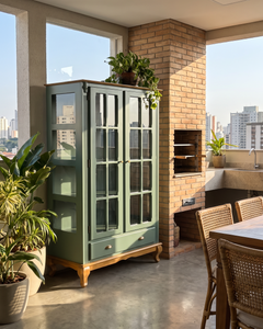 Cristaleira Hanover Lateral de Vidro 2 Portas 1 Gaveta