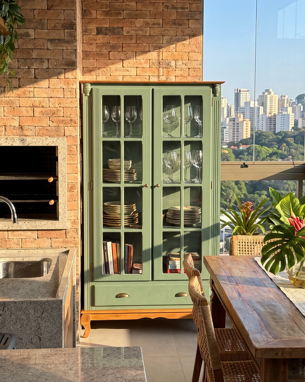 Cristaleira Hanover Lateral de Vidro 2 Portas 1 Gaveta