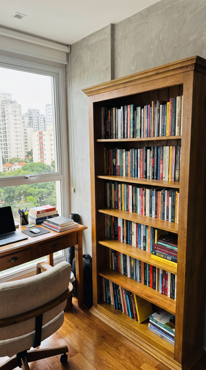 Livreiro Lateral Fechada Rústico Madeira Maciça 5 Prateleiras