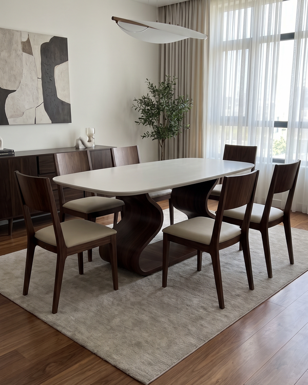 Mesa de Jantar Betânia Tampo Vidro 6 Lugares