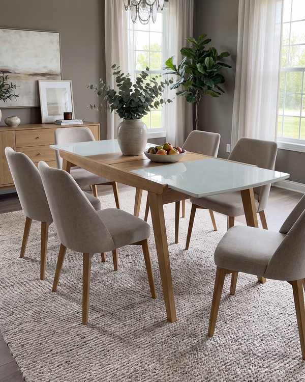 Mesa Elástica Rubi 1.33m Extensível Tampo Vidro