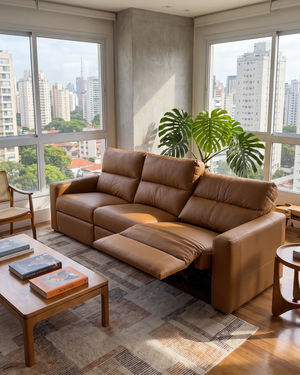 Sofa Oslo Couro 100% Legitimo Retrátil Elétrico
