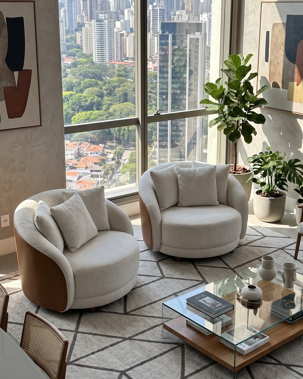 Poltrona Maly Base Giratória Tecido