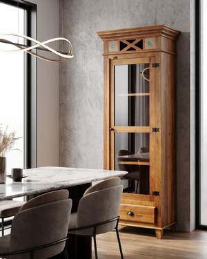 Armário Coluna Ladrilho Rústico Madeira Maciça 1 Porta 1 Gaveta