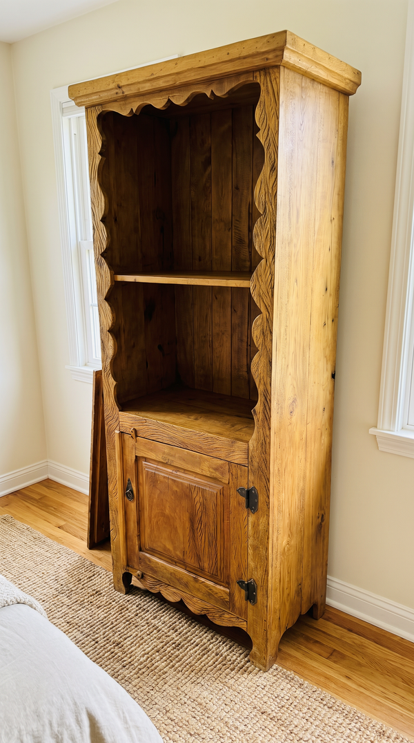 Armário Multiuso Rococó Madeira De Demolição 1 Porta 1 Gaveta 2 Nichos
