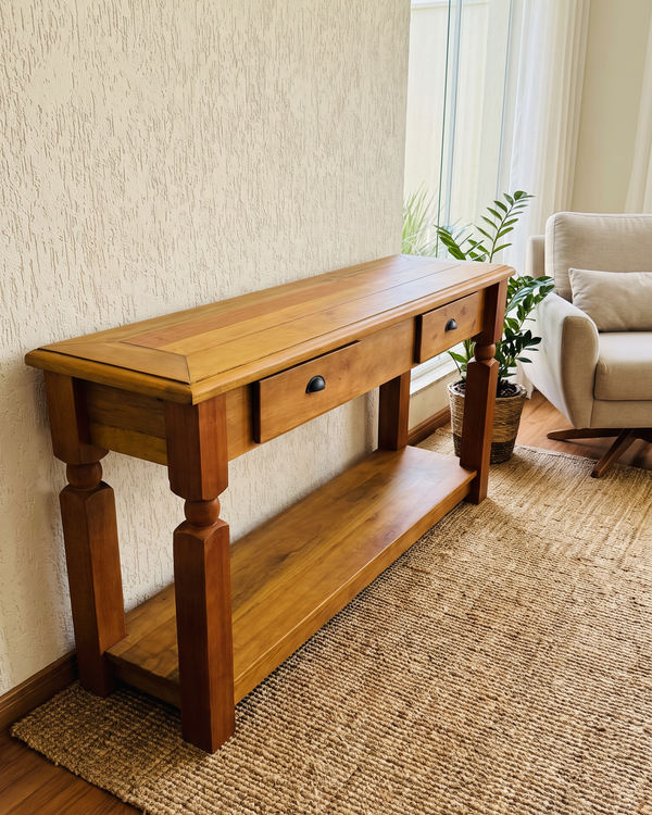 Aparador Pé Bola Rústico Madeira Maciça 1 Gaveta