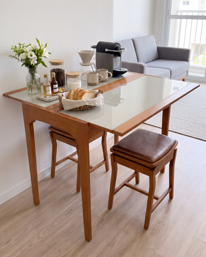 Mesa Aparador Lotus 1.20m Retrátil Tampo Vidro