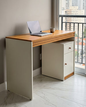 Mesa De Estudo Sevilha Off White Com Gaveta e Porta - foto 6