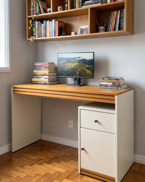 Mesa De Estudo Sevilha Off White Com Gaveta e Porta - foto 4