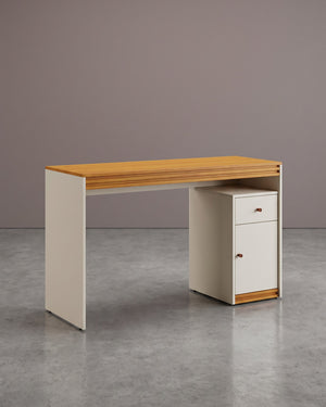 Mesa De Estudo Sevilha Off White Com Gaveta e Porta - foto 1