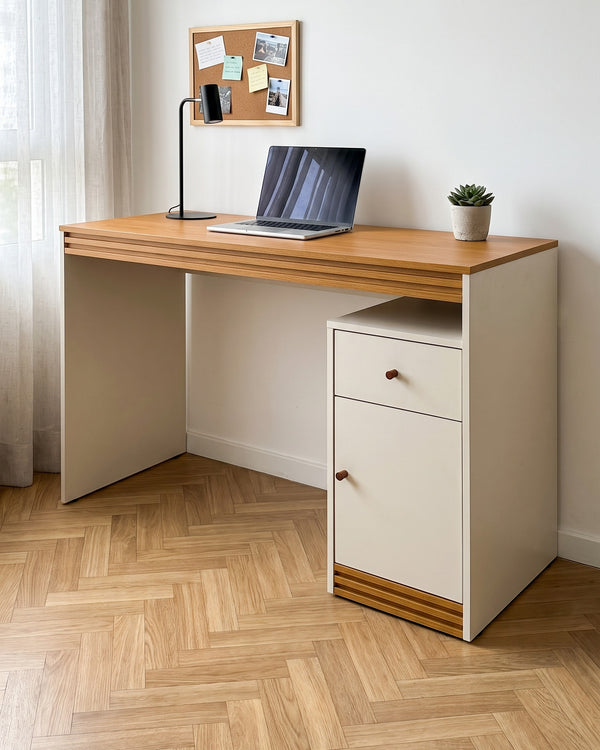 Mesa De Estudo Sevilha Off White Com Gaveta e Porta - foto 2