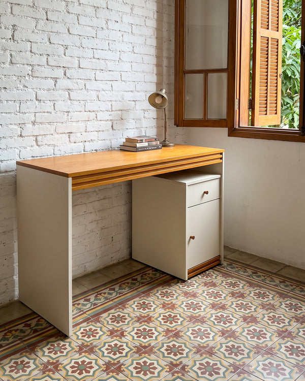 Mesa De Estudo Sevilha Off White Com Gaveta e Porta - foto 5
