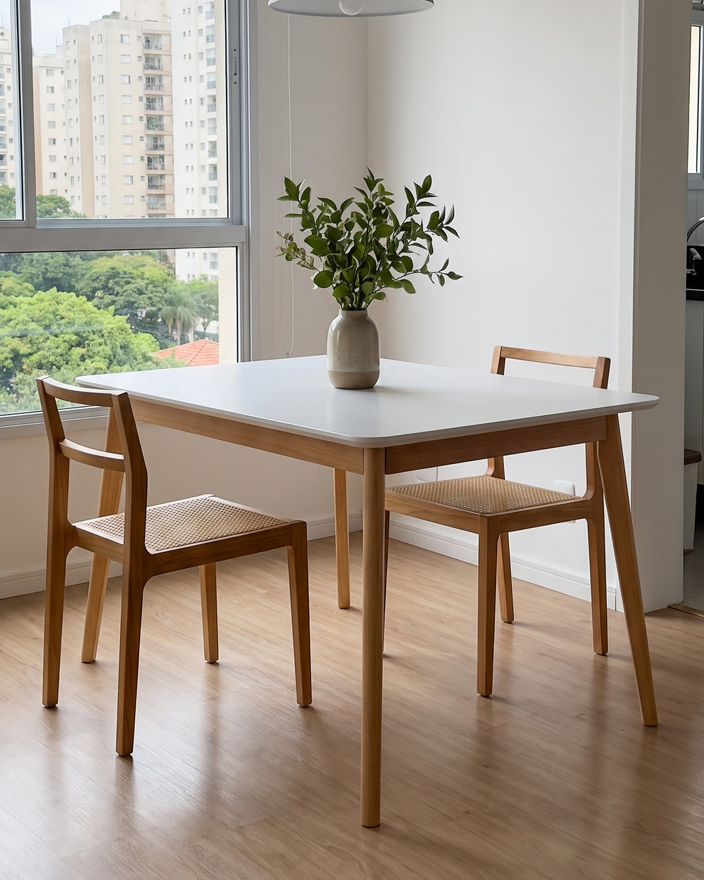 Mesa De Jantar Dover Tampo Branco Pés Palito