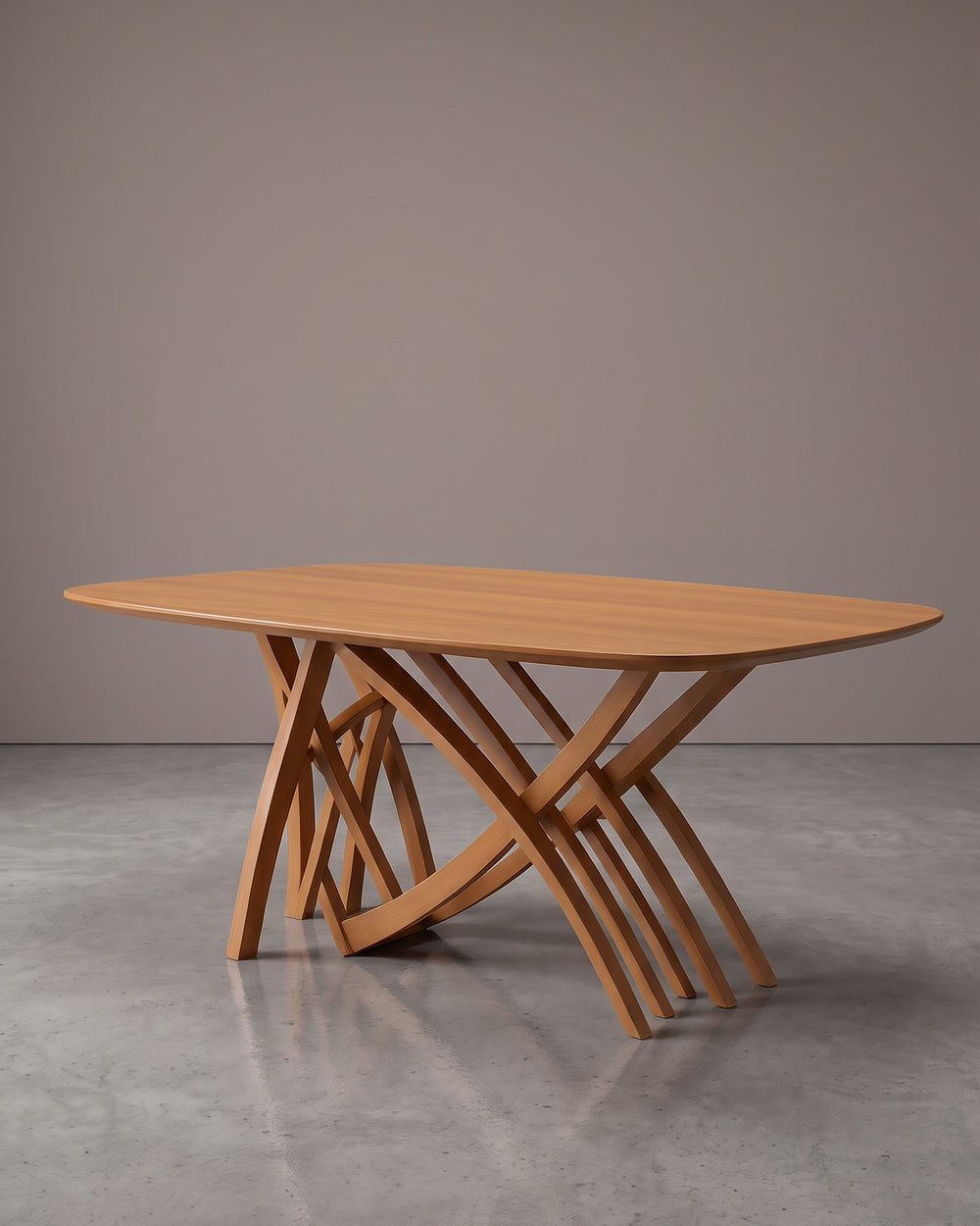 Mesa De Jantar Kali Madeira Base Escultural