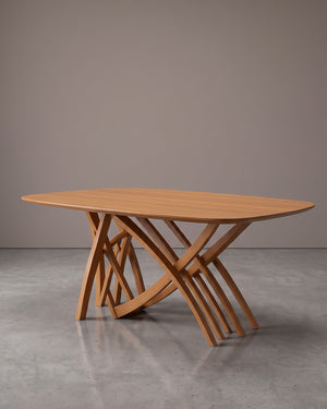 Mesa De Jantar Kali Madeira Base Escultural