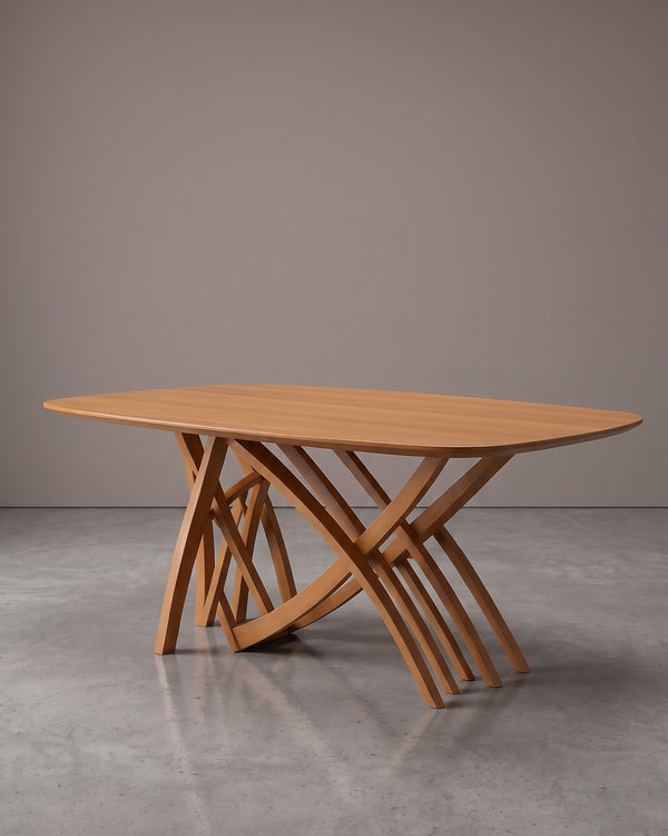 Mesa De Jantar Kali Madeira Base Escultural