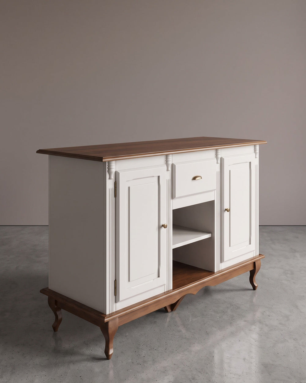 Mesa Ilha Hanover — 2 portas e 1 gaveta — Laca Branca