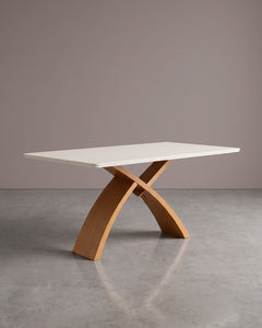 Mesa De Jantar Lais Tampo Off White Base X De Madeira