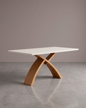 Mesa De Jantar Lais Tampo Off White Base X De Madeira