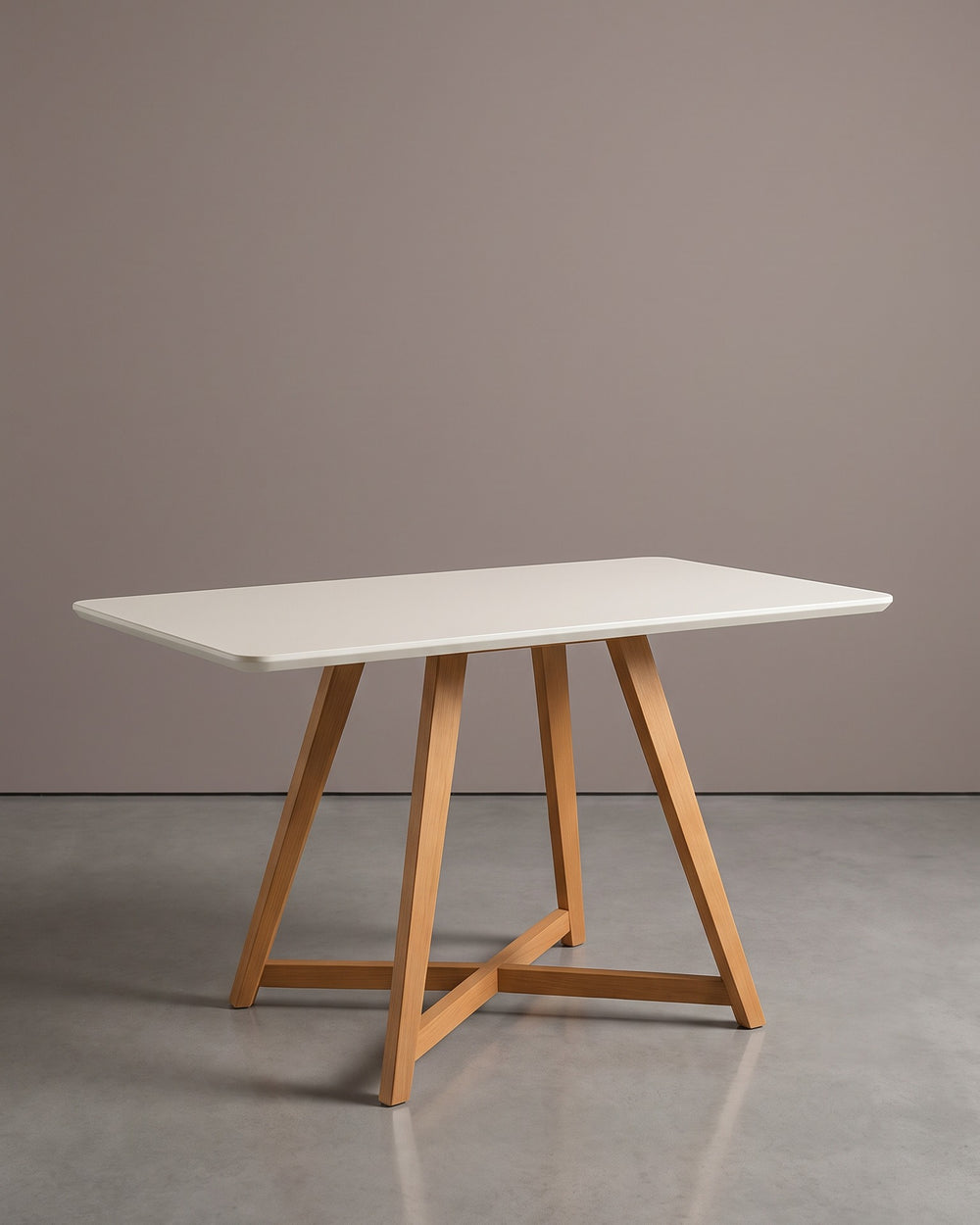 Mesa De Jantar Lizzi Tampo Off White Base Cavalete