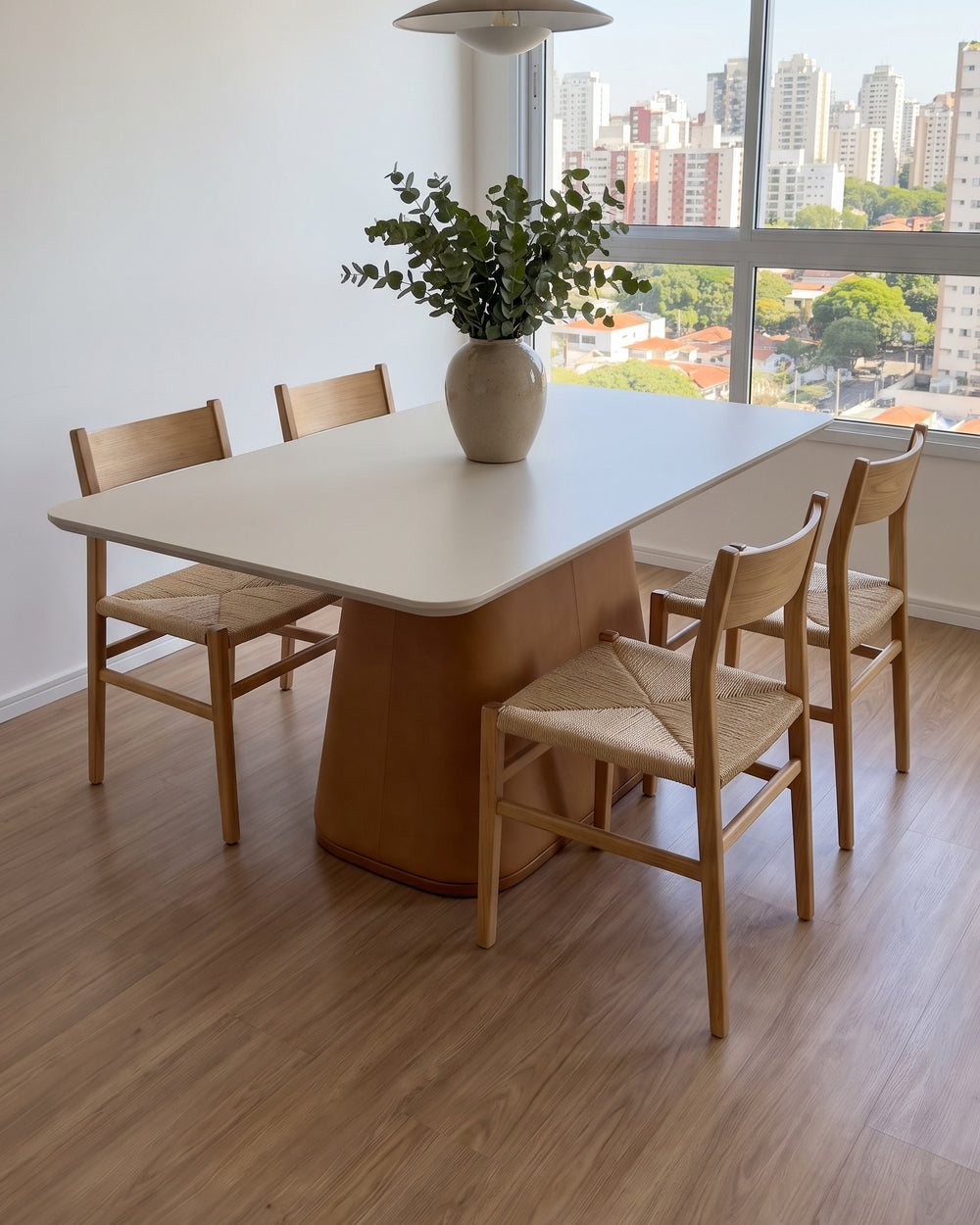 Mesa De Jantar Maisa Tampo Off White Base Cônica