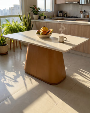 Mesa De Jantar Maisa Tampo Off White Base Cônica