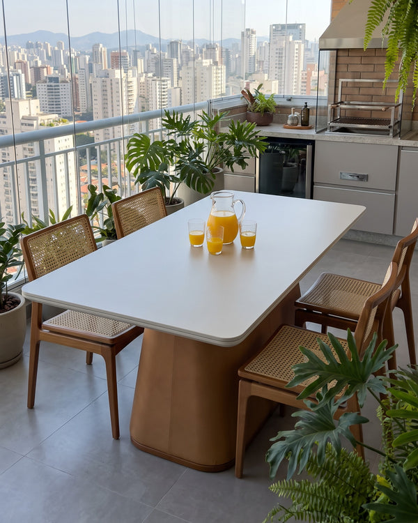 Mesa De Jantar Maisa Tampo Off White Base Cônica