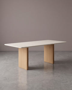 Mesa De Jantar Mia Tampo Off White Pés Placa De Madeira