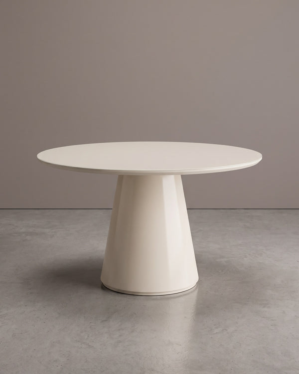 Mesa De Jantar Maisa Redonda Off White Base Cônica