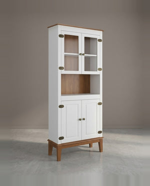 Estante de Madeira Maciça 4 portas Branco/Amêndoa